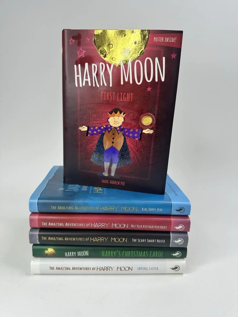 The Amazing Adventures of Harry Moon By Mark Andrew Poe Hardcovers Lot Of 6